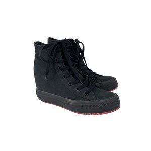 Converse All Star Black Canvas Hidden Wedge Lace Sneakers Shoes 542428C Womens 6